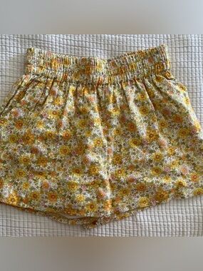 Yellow Floral Billabong Elastic Band Shorts